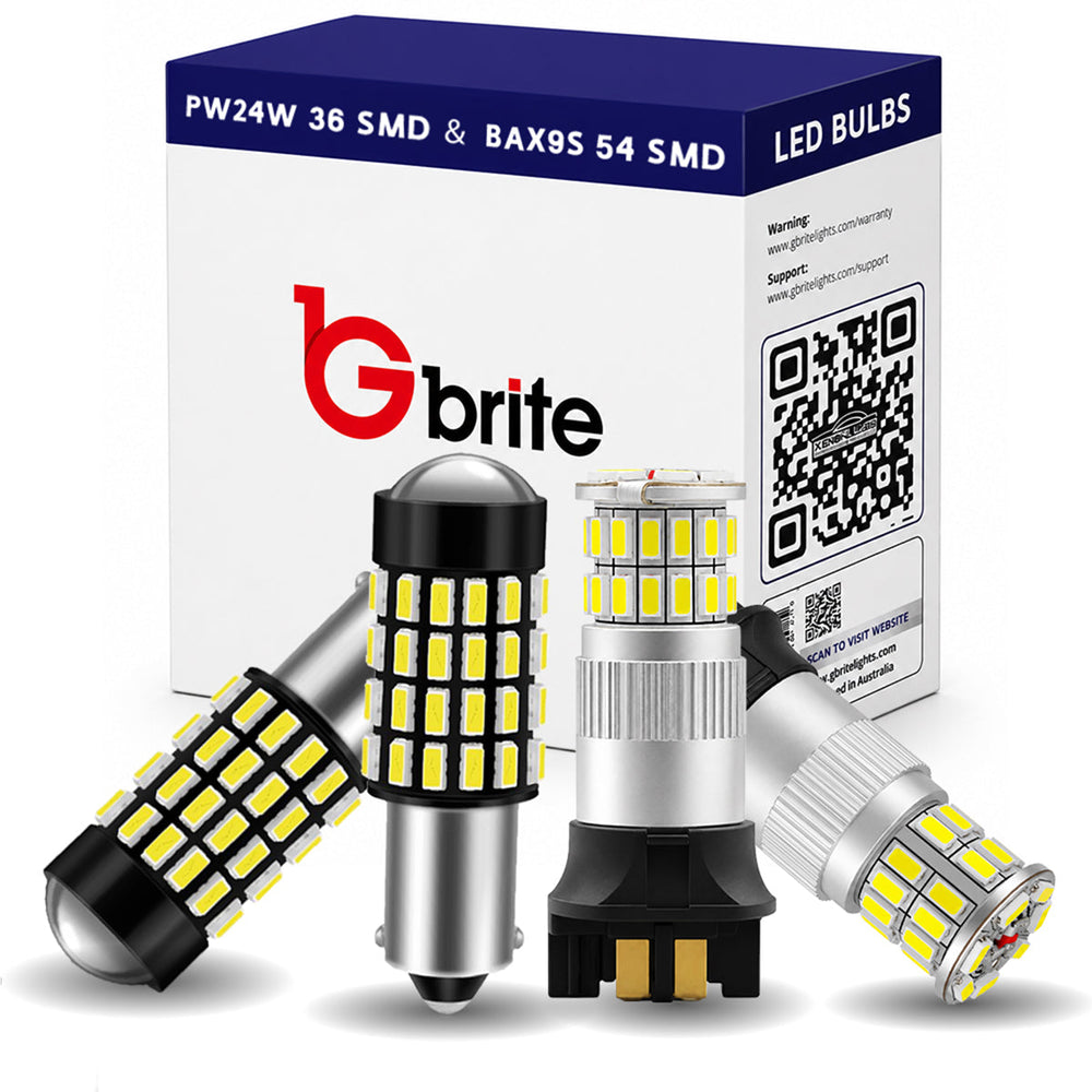 Gbrite BMW F30 F31 BAX9S sidelight and PW24W DRL LED bulb package