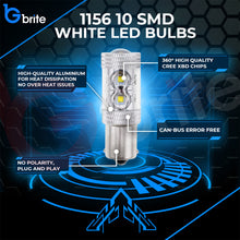 Load image into Gallery viewer, 2x 1156 BA15 P21W 50W LED BULBS UPGRADE XENON WHITE DRL REVERSE REPLACEMENT BULBS