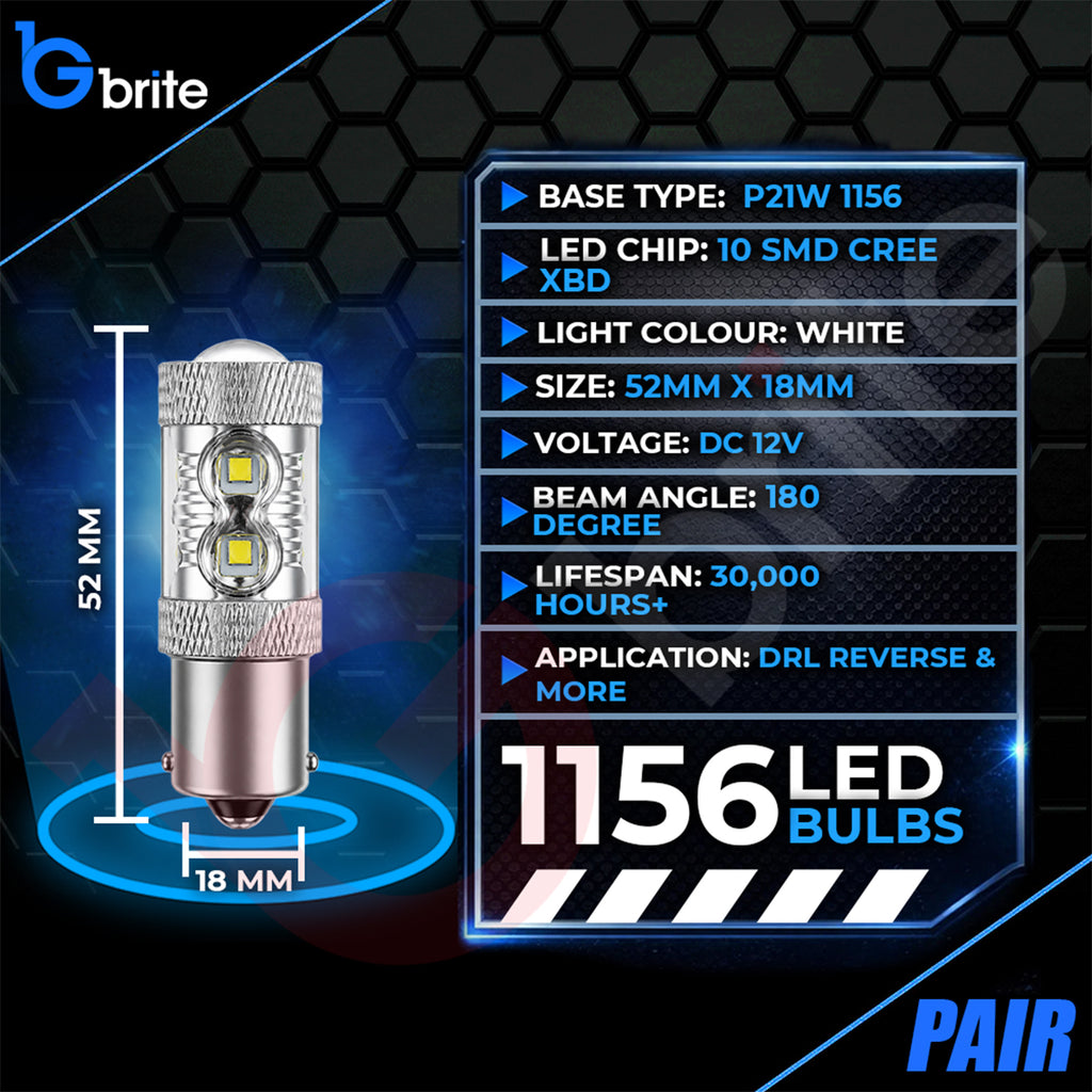 2x 1156 BA15 P21W 50W LED BULBS UPGRADE XENON WHITE DRL REVERSE REPLACEMENT BULBS