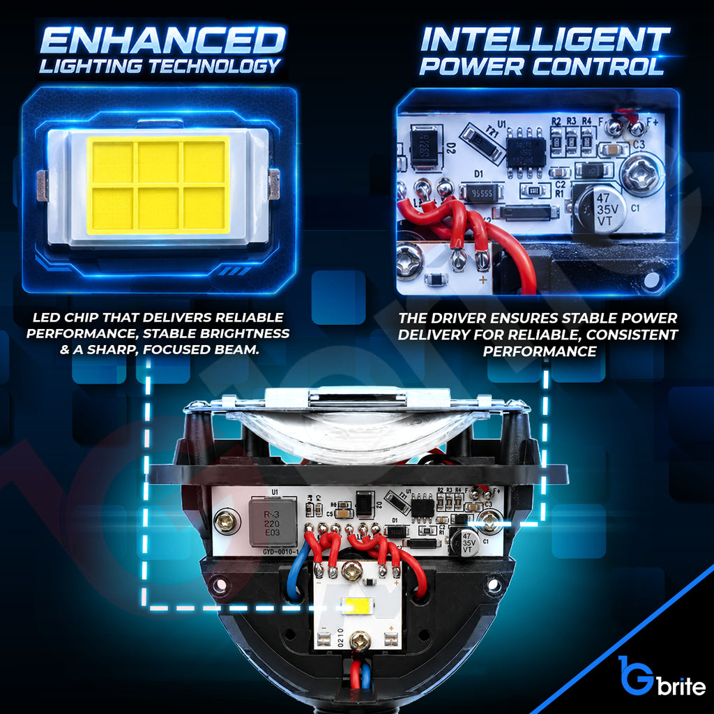 2x 2.5" Full Bi LED PROJECTOR LENS HI-LOW 70W HEADLIGHT BI-XENON REPLACEMENT WST