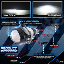Load image into Gallery viewer, 2x 2.5" Full Bi LED PROJECTOR LENS HI-LOW 70W HEADLIGHT BI-XENON REPLACEMENT WST