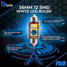 Load image into Gallery viewer, 2x 36MM 12 SMD LED FESTOON DOME NUMBER PLATE LIGHT BULBS 272 CANBUS