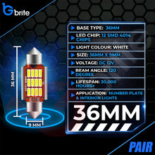 Load image into Gallery viewer, 2x 36MM 12 SMD LED FESTOON DOME NUMBER PLATE LIGHT BULBS 272 CANBUS