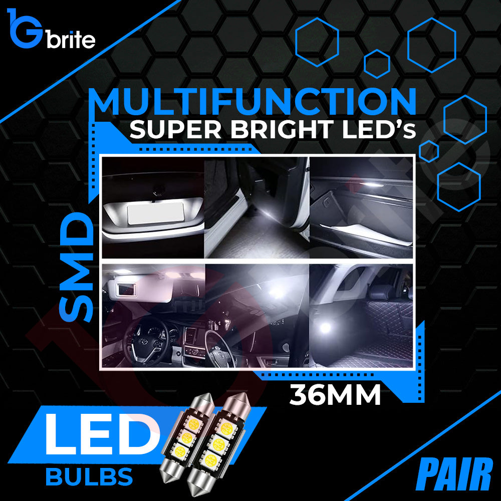 2x 36MM 3 SMD LED FESTOON DOME NUMBER PLATE LIGHT BULBS 239 CANBUS