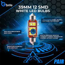 Load image into Gallery viewer, 2x 39MM 12 SMD LED FESTOON DOME NUMBER PLATE LIGHT BULBS 272 CANBUS