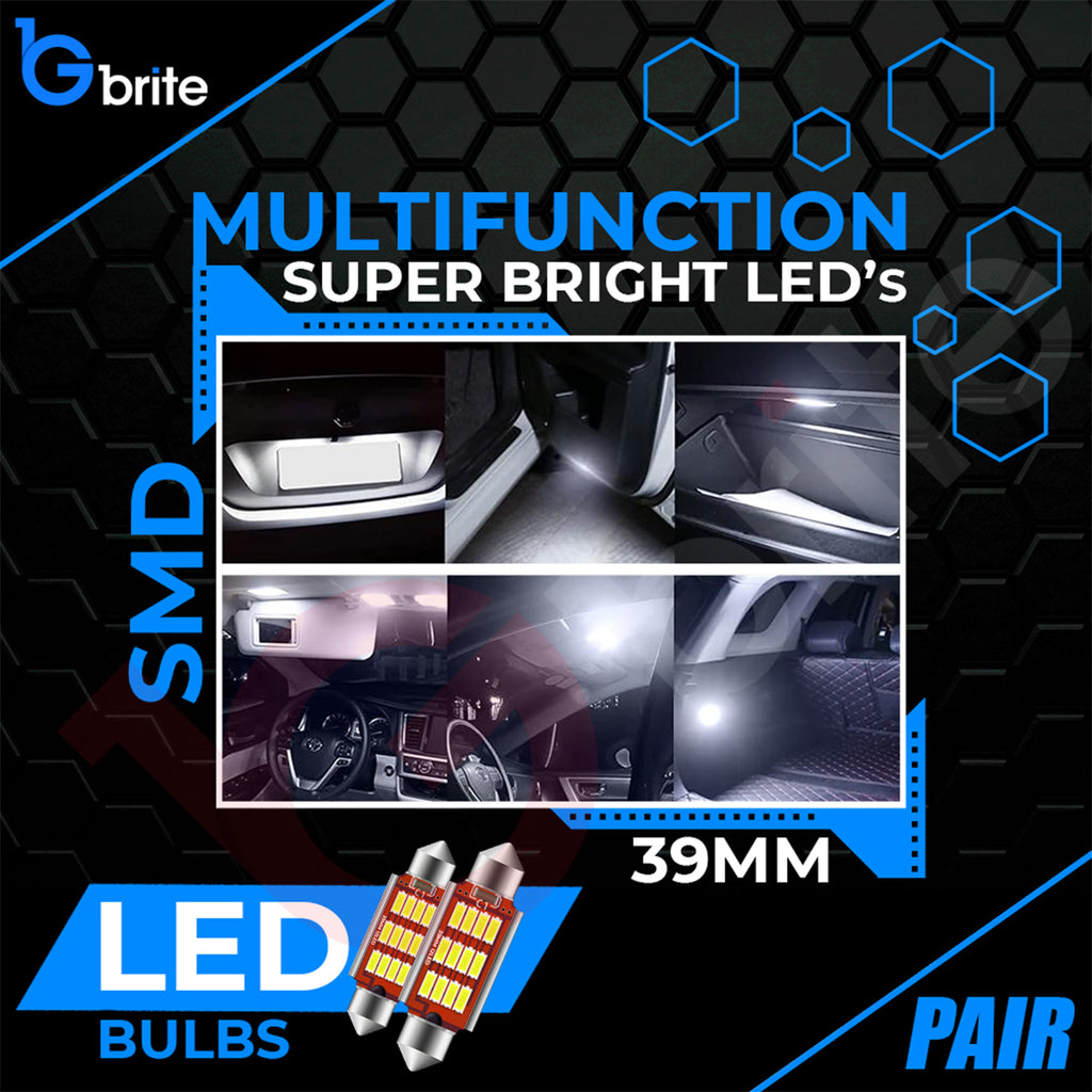 2x 39MM 12 SMD LED FESTOON DOME NUMBER PLATE LIGHT BULBS 272 CANBUS