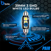 Load image into Gallery viewer, 2x 39MM 3 SMD LED FESTOON DOME NUMBER PLATE LIGHT BULBS 272 CANBUS