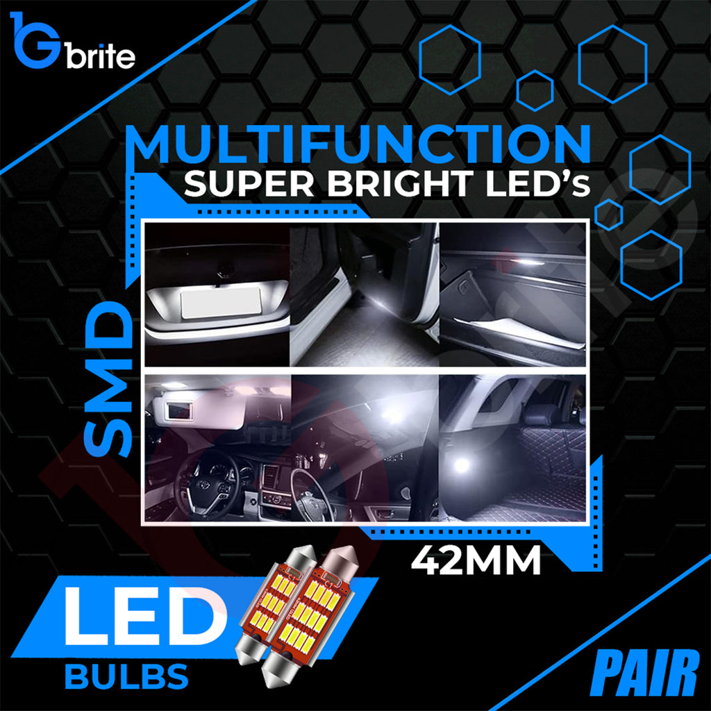 2x 42MM 12 SMD LED FESTOON DOME NUMBER PLATE LIGHT BULBS C10W CANBUS