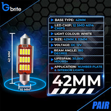 Load image into Gallery viewer, 2x 42MM 12 SMD LED FESTOON DOME NUMBER PLATE LIGHT BULBS C10W CANBUS