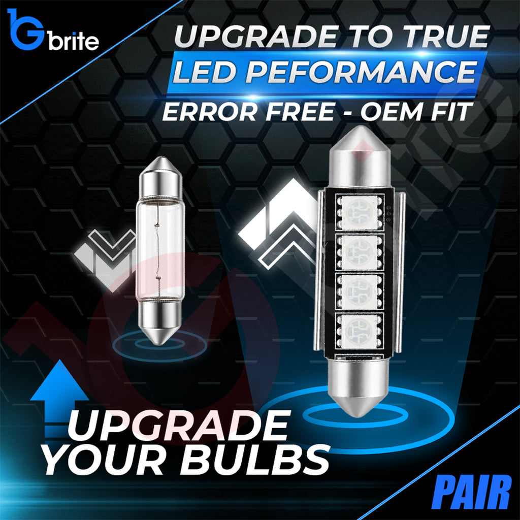 2x 42MM 4 SMD LED BLUE FESTOON INTERIOR LIGHT BULBS C10W CANBUS