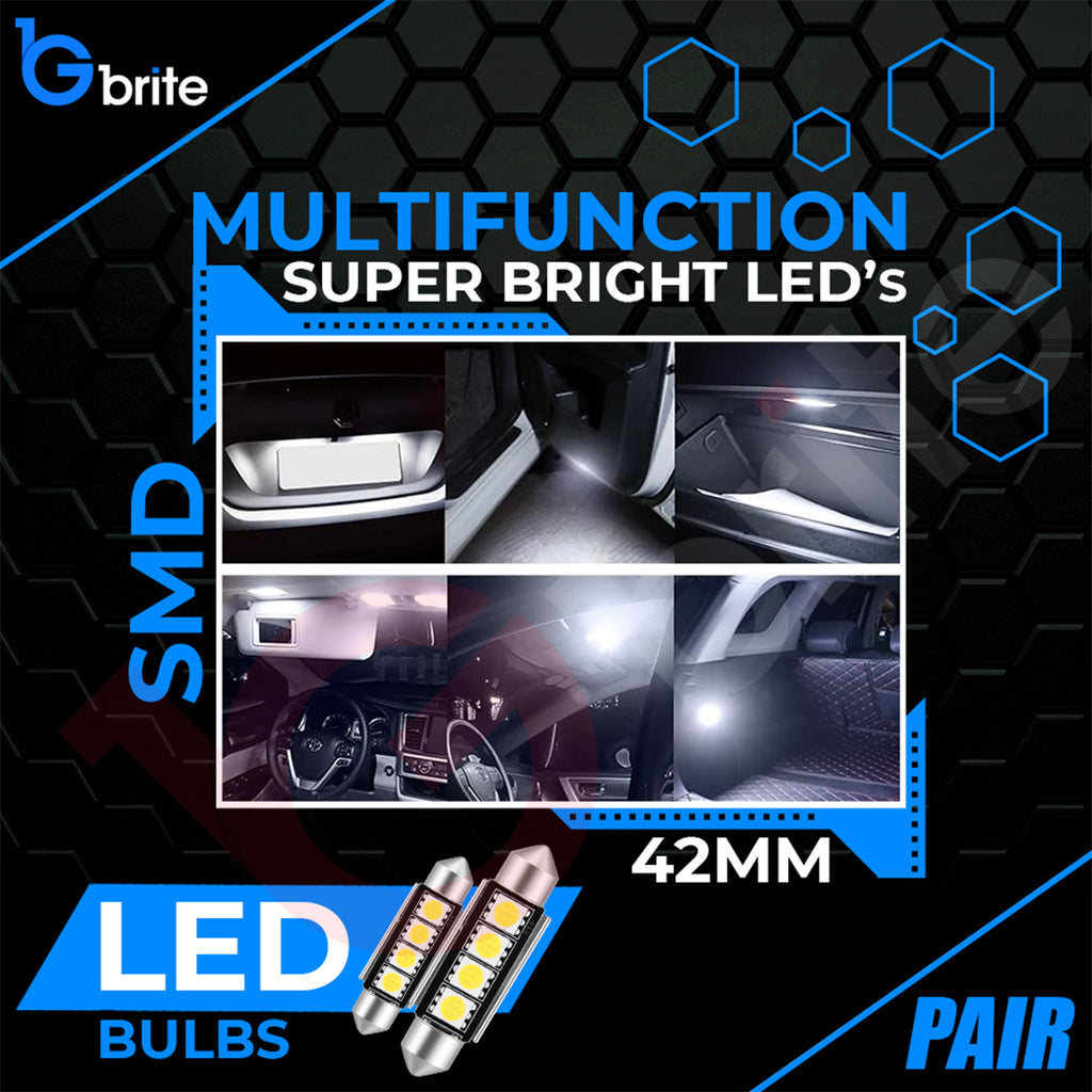 2x 42MM 4 SMD LED WHITE FESTOON INTERIOR LIGHT BULBS C10W CANBUS