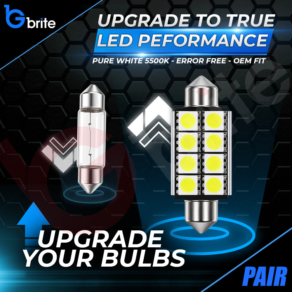 2x 42MM 8 SMD LED WHITE FESTOON INTERIOR LIGHT BULBS C10W CANBUS
