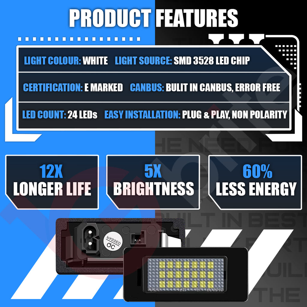 2x 24 LED NUMBER PLATE LIGHT UNITS 5500K XENON WHITE ERROR FREE FOR BMW E90 E91 E92 E93 F30 F31 F35