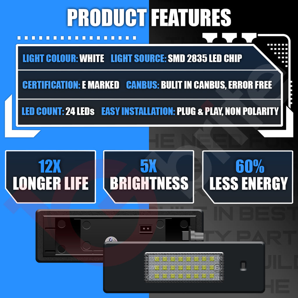 2x 24 LED NUMBER PLATE LIGHT UNITS 5500K XENON WHITE ERROR FREE FOR BMW 1 SERIES
