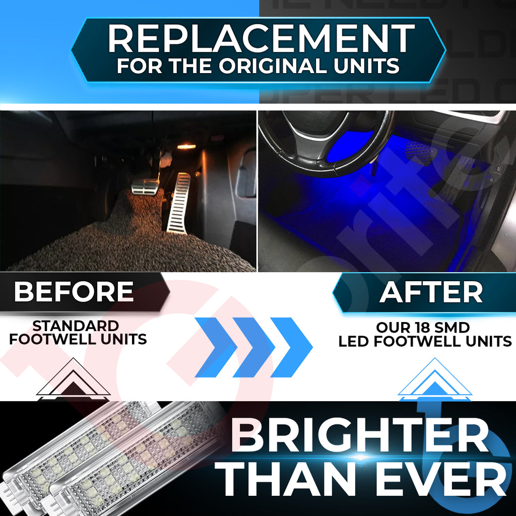 BMW 18 SMD LED FOOTWELL LIGHT UNITS 4 Pin UPGRADE FOR F20 F21 F22 F30 F31