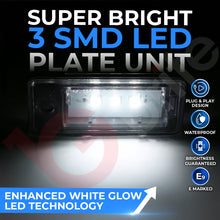 Load image into Gallery viewer, 2x 3 LED NUMBER PLATE LIGHT UNITS 5500K XENON WHITE ERROR FREE FOR AUDI A3 8P S3 RS3