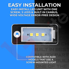 Load image into Gallery viewer, 2x 3 LED NUMBER PLATE LIGHT UNITS 5500K XENON WHITE ERROR FREE FOR AUDI A3 8P S3 RS3