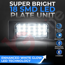 Load image into Gallery viewer, 2x 18 LED NUMBER PLATE LIGHT UNITS 5500K XENON WHITE ERROR FREE FOR AUDI A1 8XA A3 8V Saloon