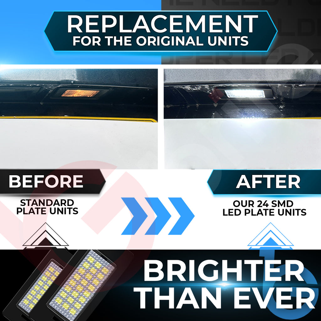 2x 24 LED NUMBER PLATE LIGHT UNITS 5500K XENON WHITE ERROR FREE FOR AUDI A1 RS5 A7 SKODA MK3