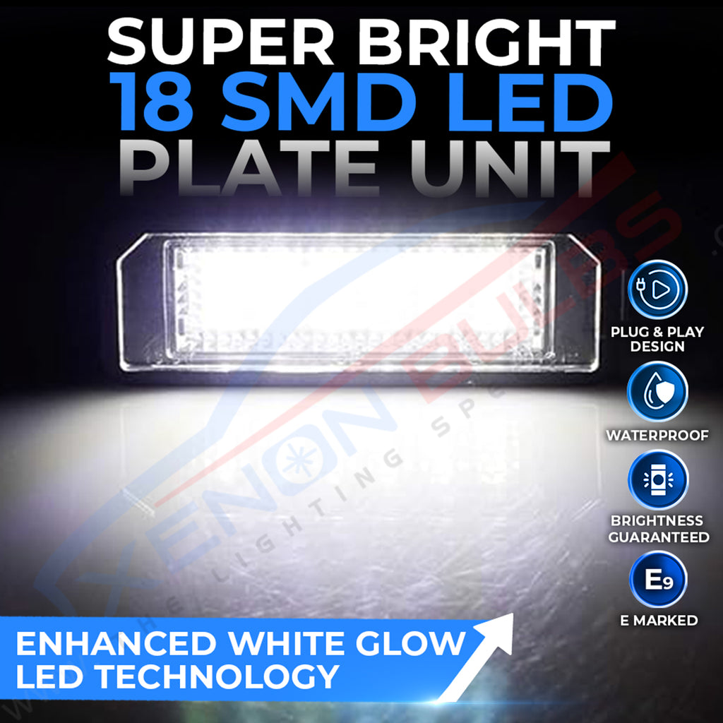 2x 18 LED NUMBER PLATE LIGHT UNITS 5500K XENON WHITE ERROR FREE FOR VW Golf PASSAT POLO SEAT