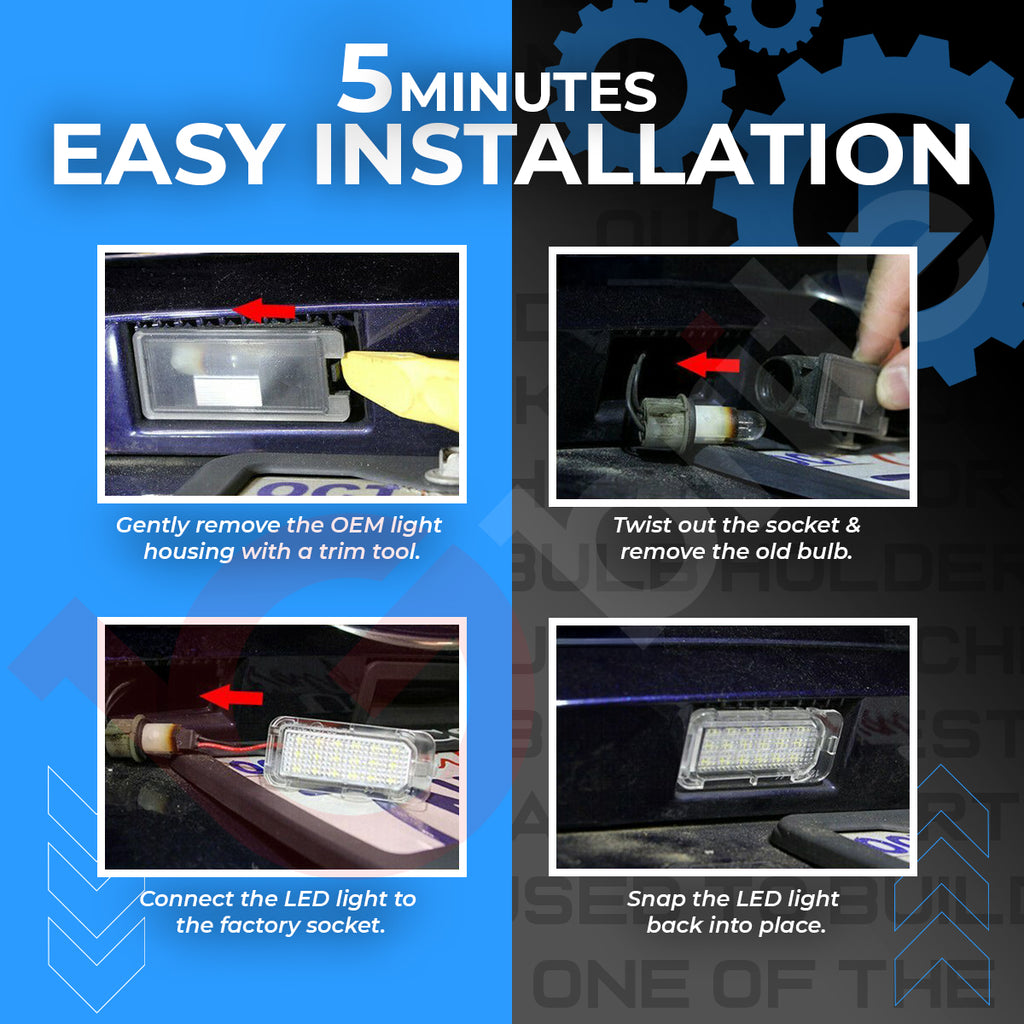 2x 18 LED NUMBER PLATE LIGHT UNITS 5500K XENON WHITE ERROR FREE FOR FORD FIESTA TRANSIT CUSTOM