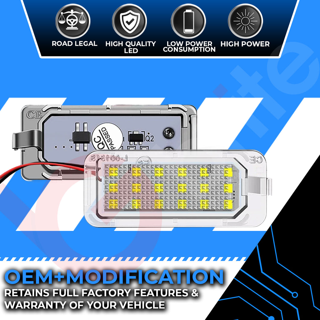 2x 18 LED NUMBER PLATE LIGHT UNITS 5500K XENON WHITE ERROR FREE FOR FORD FIESTA TRANSIT CUSTOM