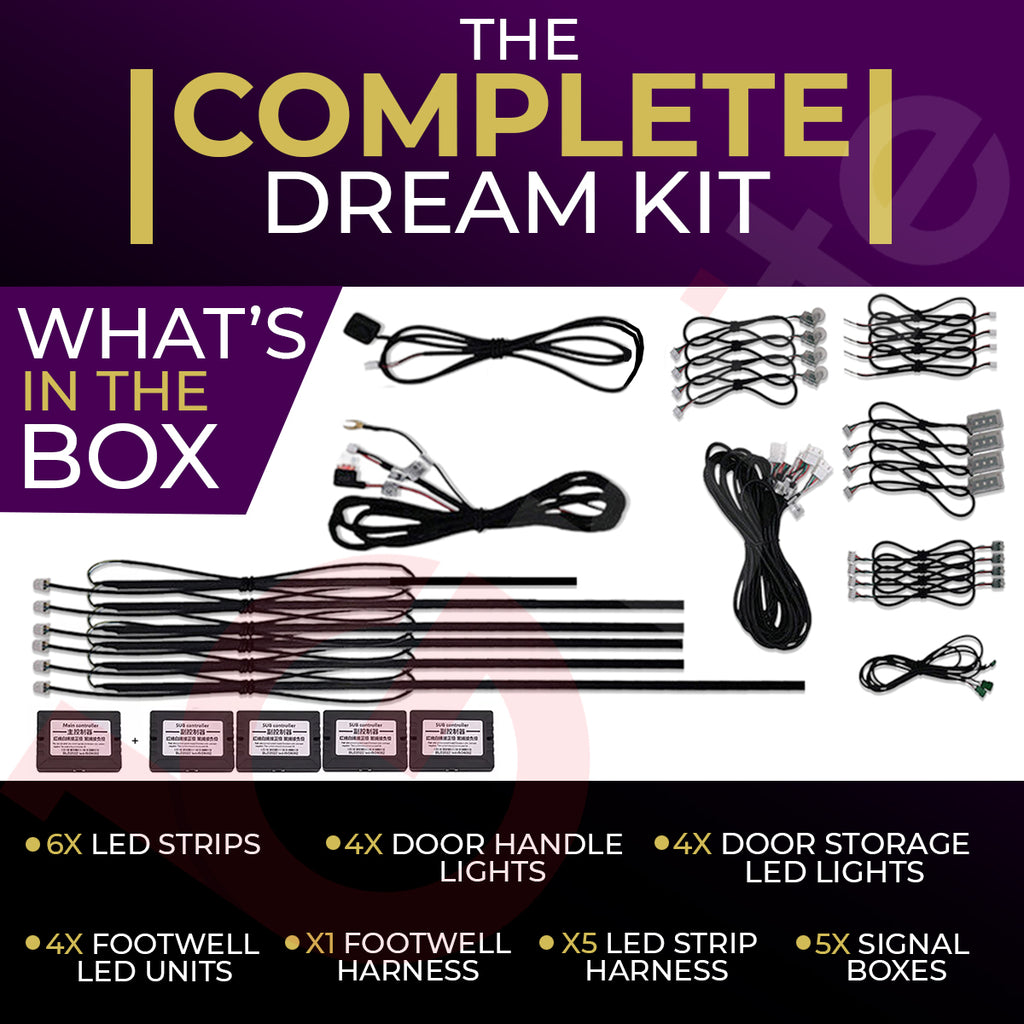18 in 1 Full LED Symphony Dream Car Interior Ambient Lighting Wireless Kit