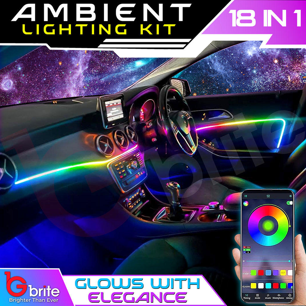 18 in 1 Full LED Symphony Dream Car Interior Ambient Lighting Wireless Kit