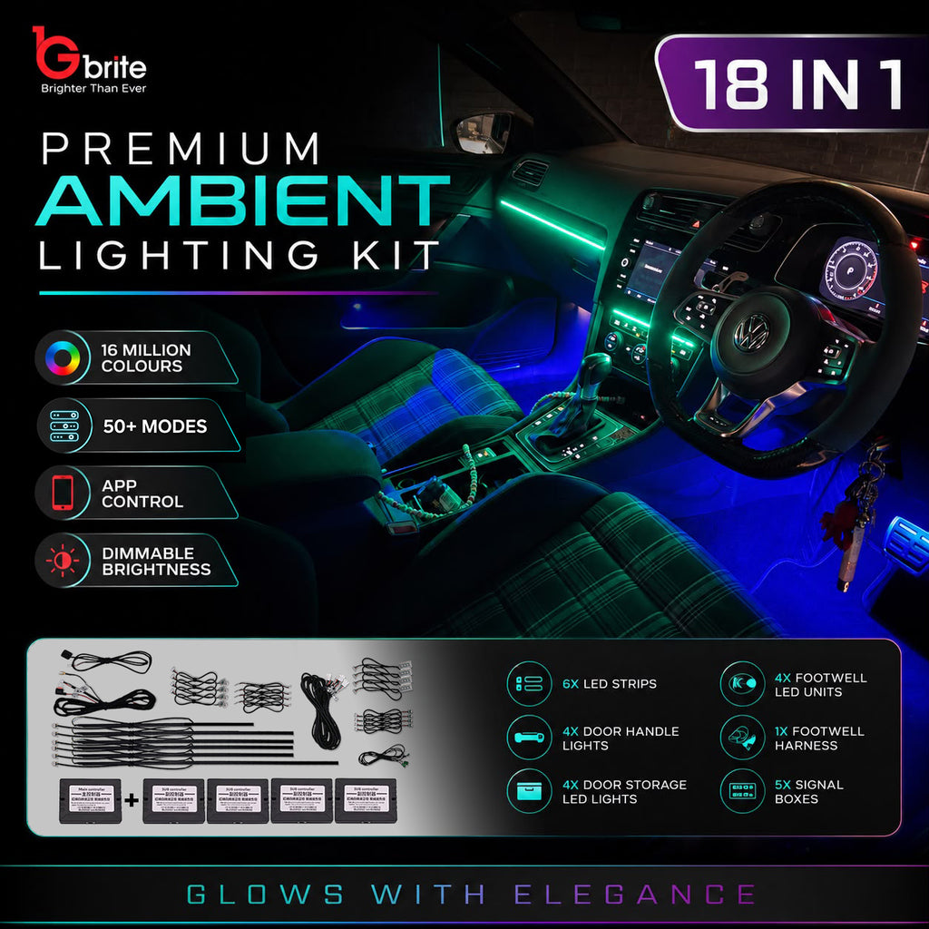 18 in 1 Full LED Symphony Dream Car Interior Ambient Lighting Wireless Kit