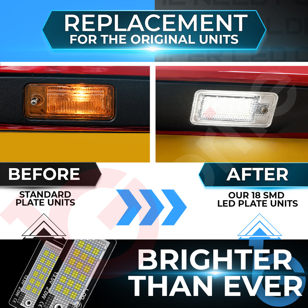 2x 18 LED NUMBER PLATE LIGHT UNITS 5500K XENON WHITE ERROR FREE FOR AUDI A3 8P S3 RS3 A4 RS4 B7