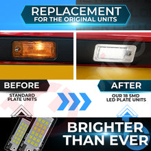 Load image into Gallery viewer, 2x 18 LED NUMBER PLATE LIGHT UNITS 5500K XENON WHITE ERROR FREE FOR AUDI A3 8P S3 RS3 A4 RS4 B7