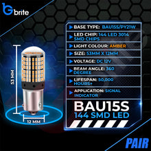 Load image into Gallery viewer, 2x BAU15S PY21W 144SMD LED AMBER INDICATOR BULBS CANBUS ERROR FREE