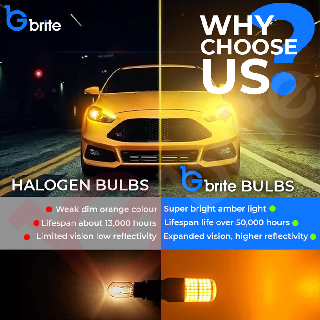 2x BAU15S PY21W 144SMD LED AMBER INDICATOR BULBS CANBUS ERROR FREE