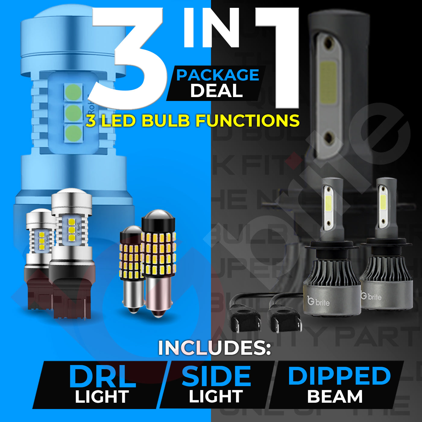 BMW F20 PACKAGE DIPPED BEAM SIDELIGHTS DAYTIME LIGHTS LED WHITE SUPER BRIGHT BULBS