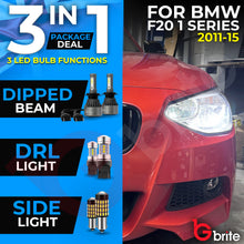 Load image into Gallery viewer, BMW F20 PACKAGE DIPPED BEAM SIDELIGHTS DAYTIME LIGHTS LED WHITE SUPER BRIGHT BULBS