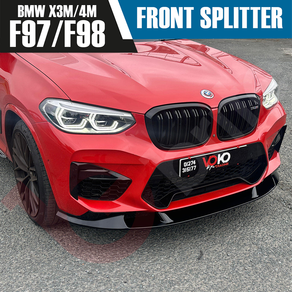 BMW X3M F97 X4M F98 VOKO RACING GLOSS BLACK FRONT BUMPER SPLITTER LIP 2018-2021