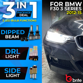 BMW F30 PACKAGE DIPPED BEAM SIDELIGHTS DAYTIME LIGHTS LED WHITE SUPER BRIGHT BULBS