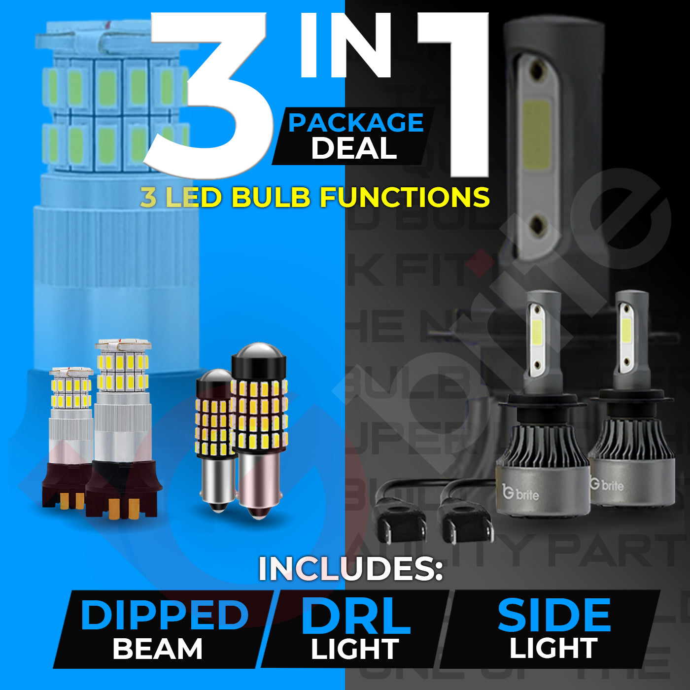 BMW F30 PACKAGE DIPPED BEAM SIDELIGHTS DAYTIME LIGHTS LED WHITE SUPER BRIGHT BULBS