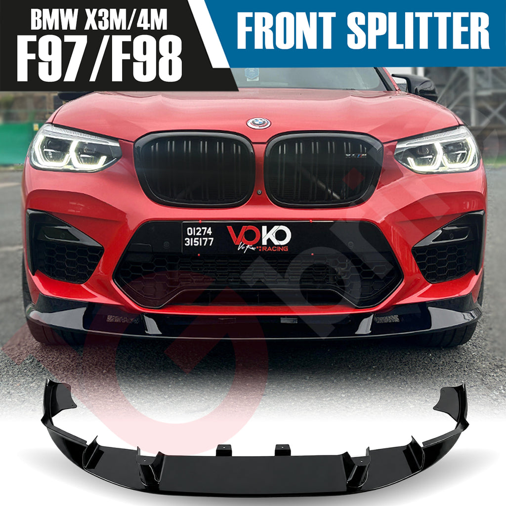 BMW X3M F97 X4M F98 VOKO RACING GLOSS BLACK FRONT BUMPER SPLITTER LIP 2018-2021