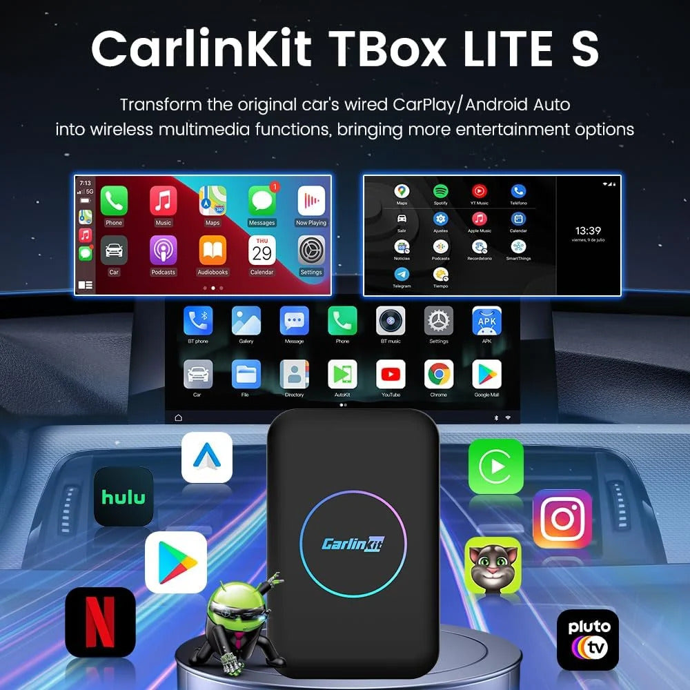 CarlinKit AI BOX-Lite Multimedia Box, 3 in 1 Android Playstore Netflix YouTube - Wireless Carplay Android Auto