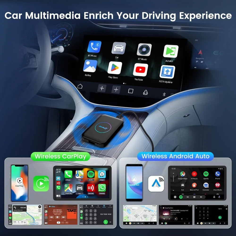 CarlinKit AI BOX-Lite Multimedia Box, 3 in 1 Android Playstore Netflix YouTube - Wireless Carplay Android Auto