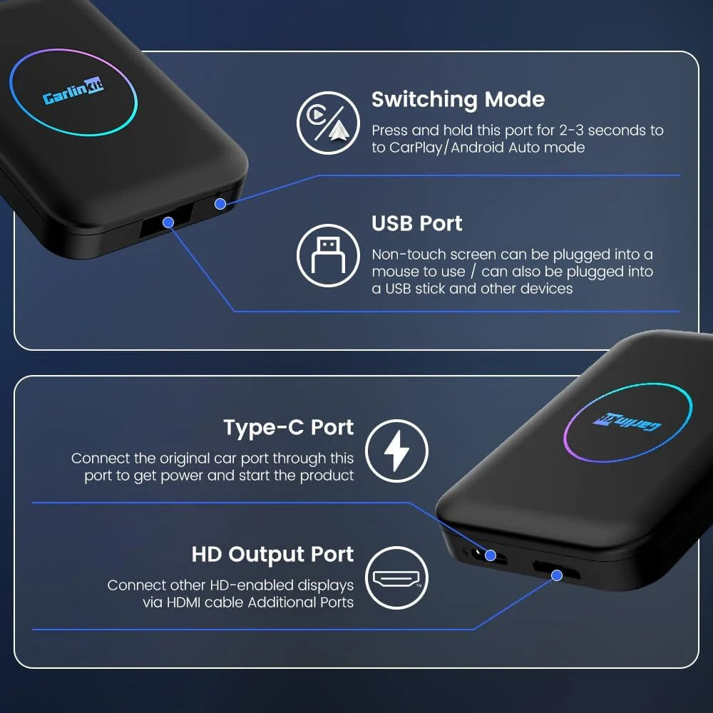CarlinKit AI BOX-Lite Multimedia Box, 3 in 1 Android Playstore Netflix YouTube - Wireless Carplay Android Auto