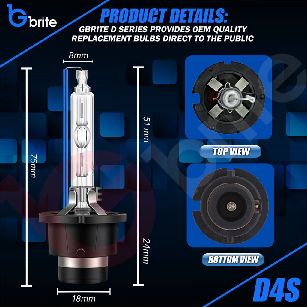 2X Gbrite D4S 35W Xenon HID Headlight Oem Replacement Bulbs