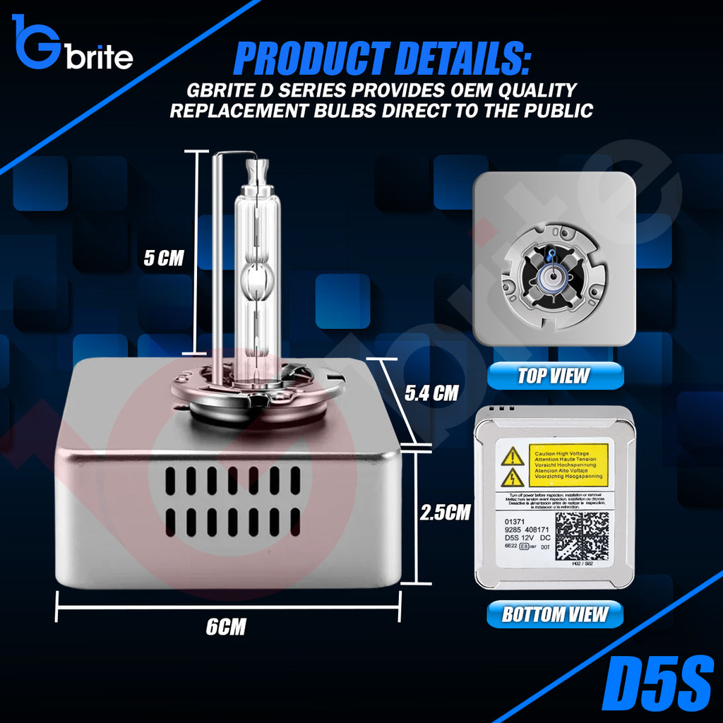 2X Gbrite D5S 25W Xenon HID Headlight Oem Replacement Bulbs
