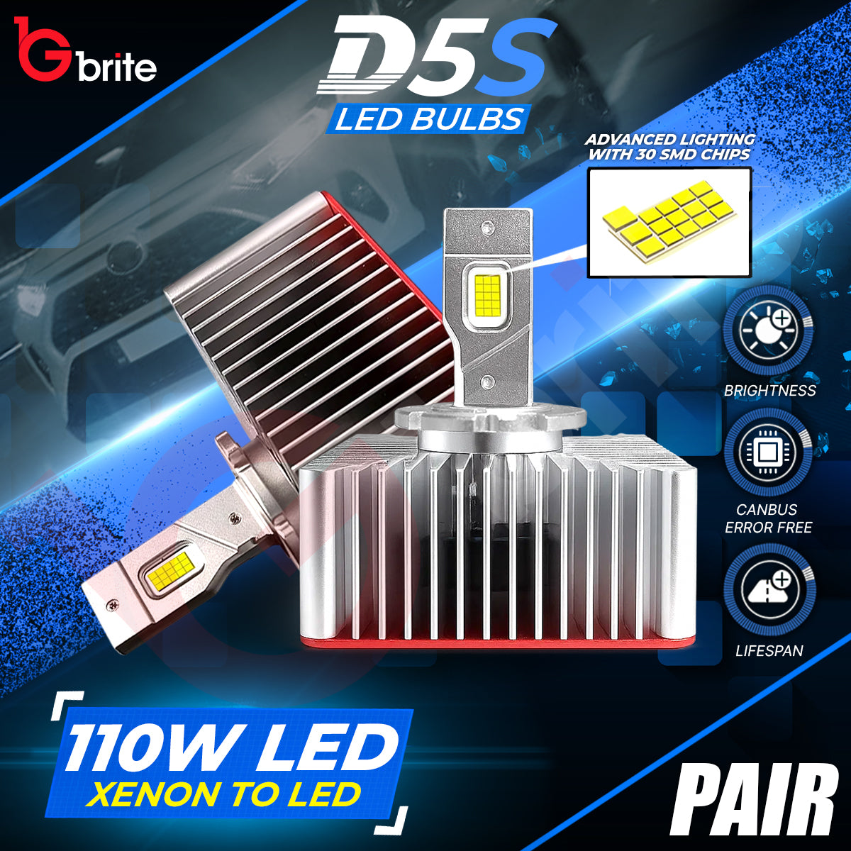 2X GBRITE D21 D5S LED BULBS UPGRADE KIT FOR XENON HID HEADLIGHT