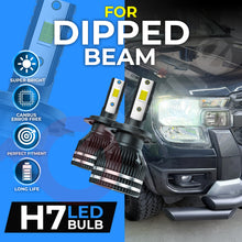 Load image into Gallery viewer, Gbrite H7 LED dipped beam bulbs and the white dipped beam lighting fitted to a Ford Ranger T9