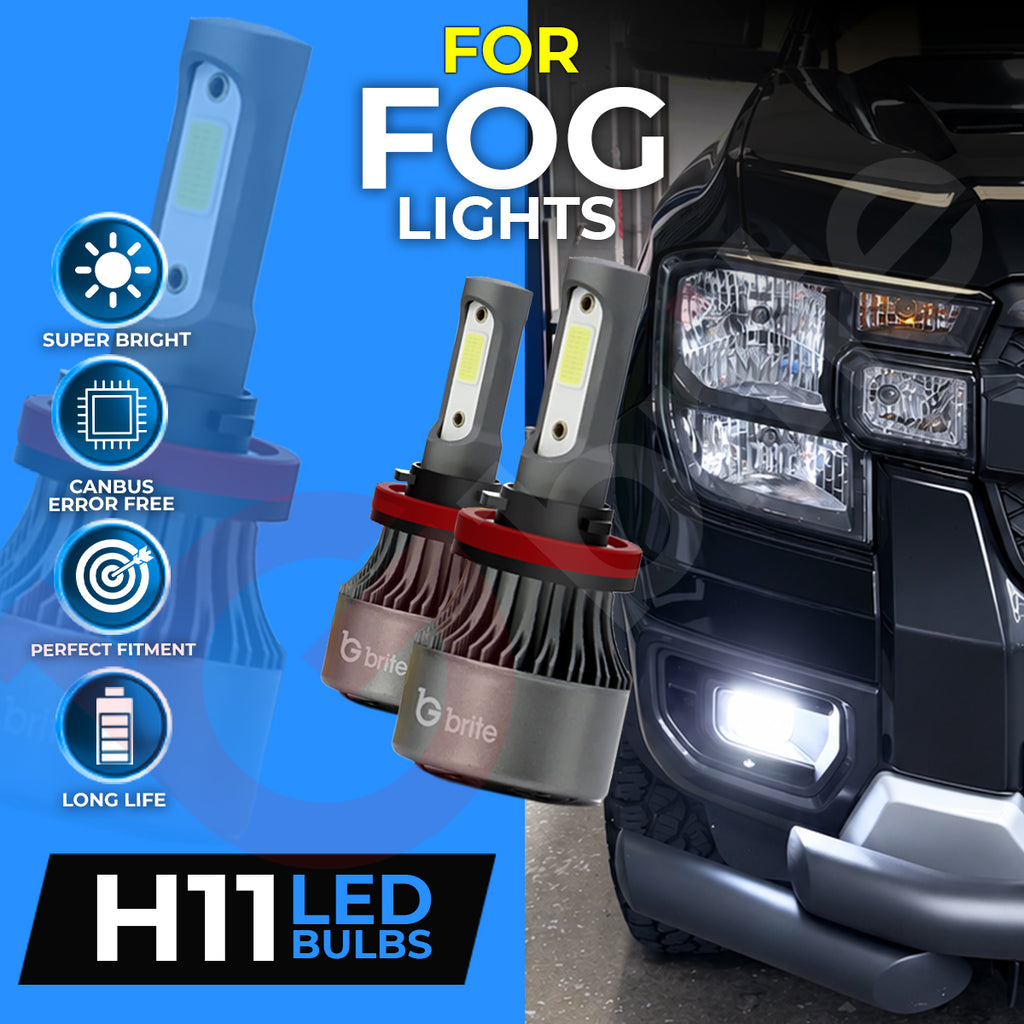 Gbrite H11 LED fog light bulbs and illuminated fog lights fitted to a Ford Ranger T9