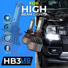 Load image into Gallery viewer, Gbrite HB3 LED high beam bulbs with the high beam lighting fitted to a Ford Ranger T9