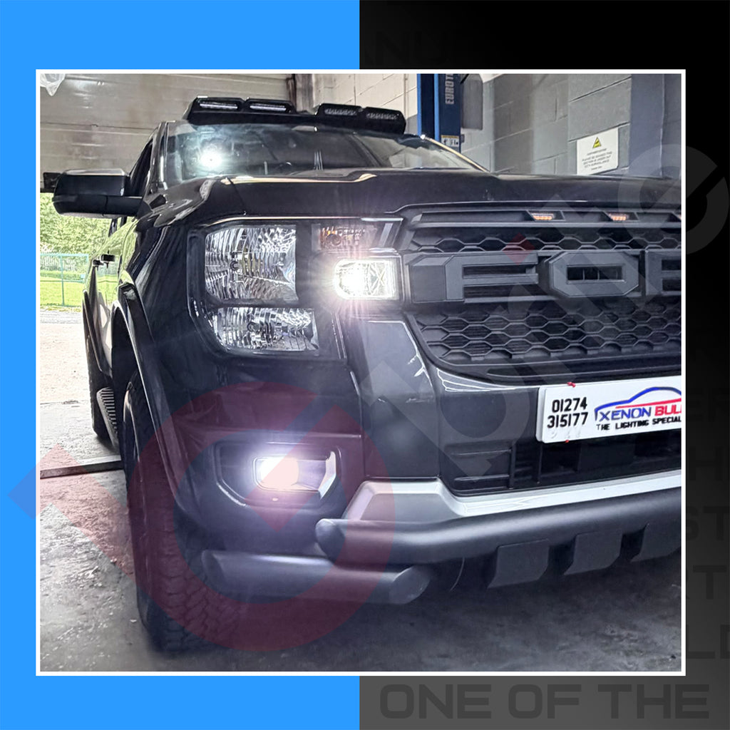 Front view of a Ford Ranger T9 with the Gbrite LED lighting package fitted at the Xenon Bulbs fitting centre