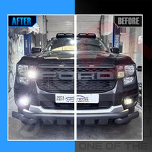 Load image into Gallery viewer, Ford Ranger T9 front lighting before and after fitting the Gbrite LED bulb package